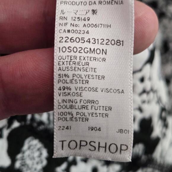 Topshop Mini Dress Coquette Mod Revival Black White Floral Cutout Summer Size 4 - Picture 12 of 13